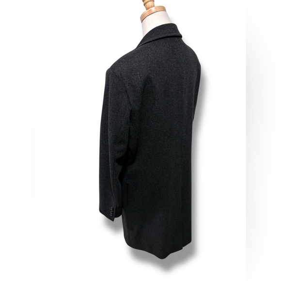 Loro Piana x J. Hilburn Men’s Wool Cashmere Long Charcoal Grey Coat Size Small - Picture 6 of 16